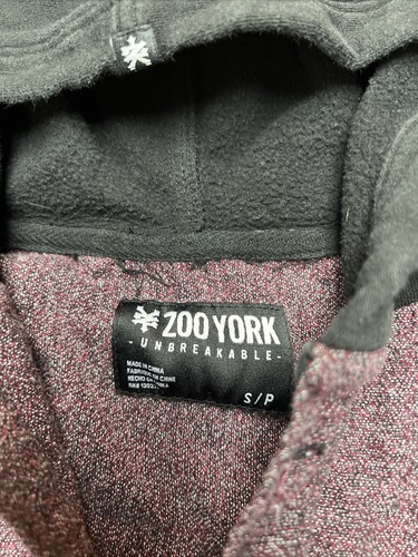 Zoo York Hoodie Mens Black/Gray/Red Full Button Hooded Sweatshirt Thrasher Small - Picture 3 of 9
