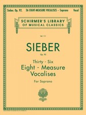 36 Eight-Measure Vocalises Op 92 Schirmer Vocal Method Book NEW 050252790