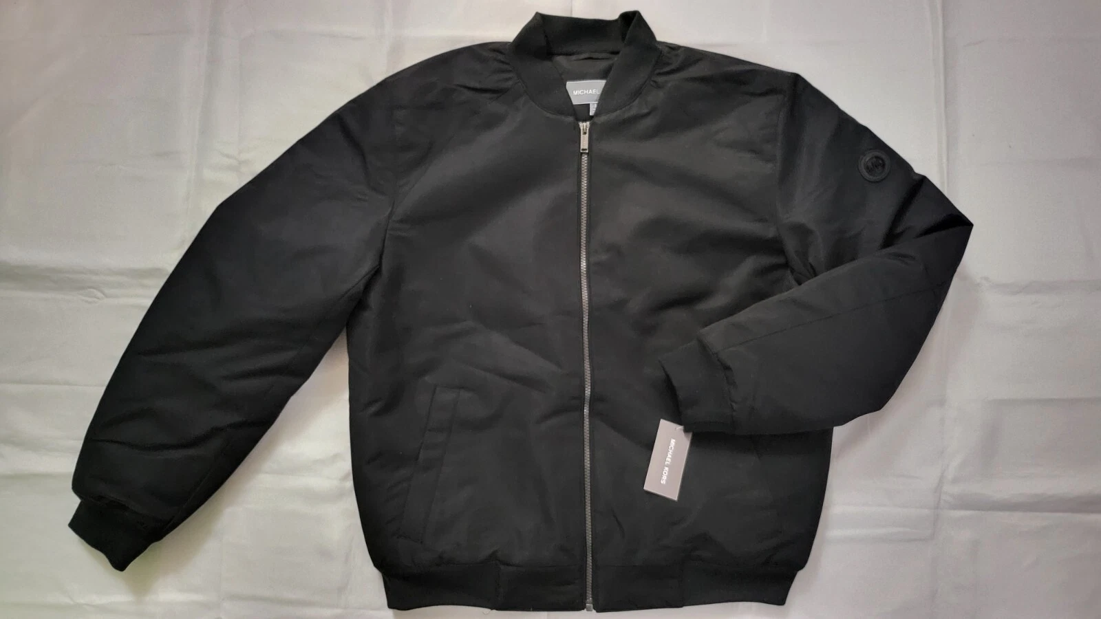 NUOVO MICHAEL KORS UOMO IMPERMEABILE BOMBER GIACCA NERA TAGLIA M