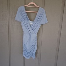 ASOS Off Shoulder Lace Up Mini Dress Women Color Blue Mesh Size 6