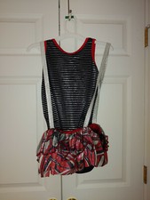 Girl Curtain Call e2677 Downtown Hip Hop Skort Black Red Dance Costume Size CXL