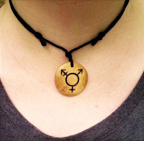Transgender Necklace Trans Symbol Pendant Man Woman ftm mtf Trans Gift Pride - Afbeelding 1 van 5