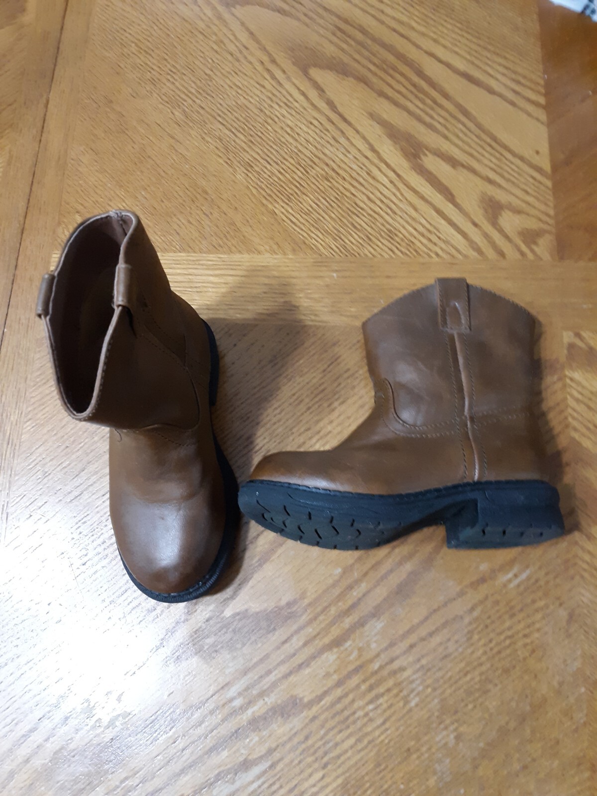 Boys Brown Leather Boots size 8M EUC 