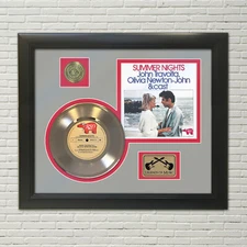 Olivia Newton John Summer Nights Framed Picture Sleeve Gold 45 Rec Display