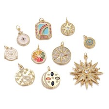 Cooper Plated 18k Gold With ZirconCharms Pendant For DIY Jewelry Making