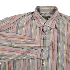 Ermenegildo Zegna Dress Shirt Mens Large Multicolor Stripe Button Up Made Italy