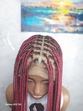 Wine Knottless Braid  With Baby Hair