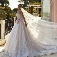 Customized White A-Line Wedding Dress Elegant Appliques Off Shoulder Bride Gown