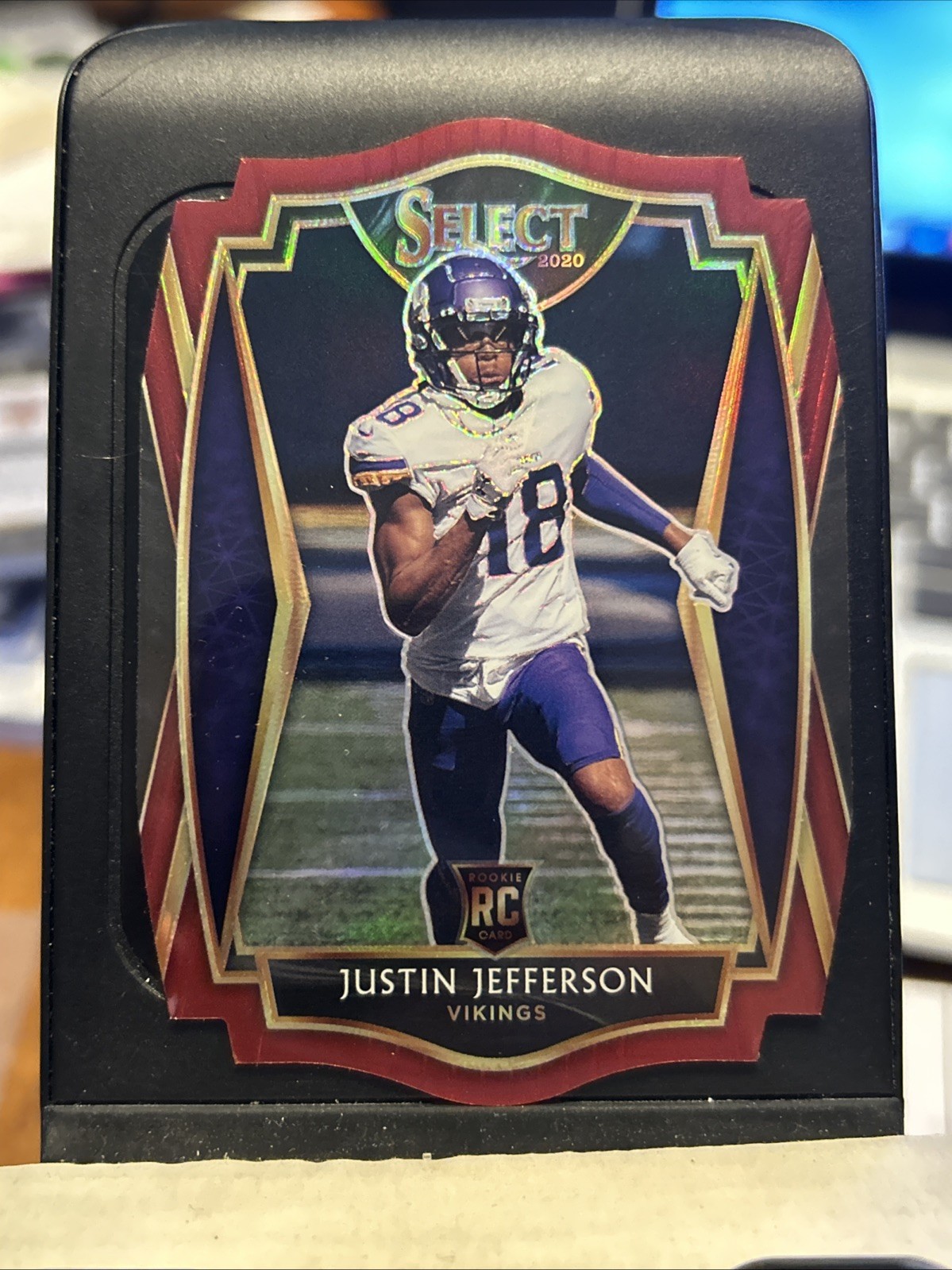 2020 Select Premier Level Justin Jefferson RC #161 Maroon Prizm Die-Cut 