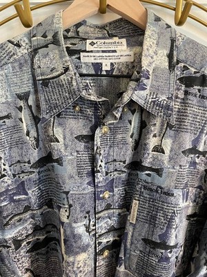 Columbia Sportswear Men's XL Brook Trout Print Long Sleeve Button Down Shirt