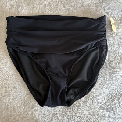 NWT Magicsuit By Miraclesuit Black Swim Bottoms Brief Shirred High Waisted 16 