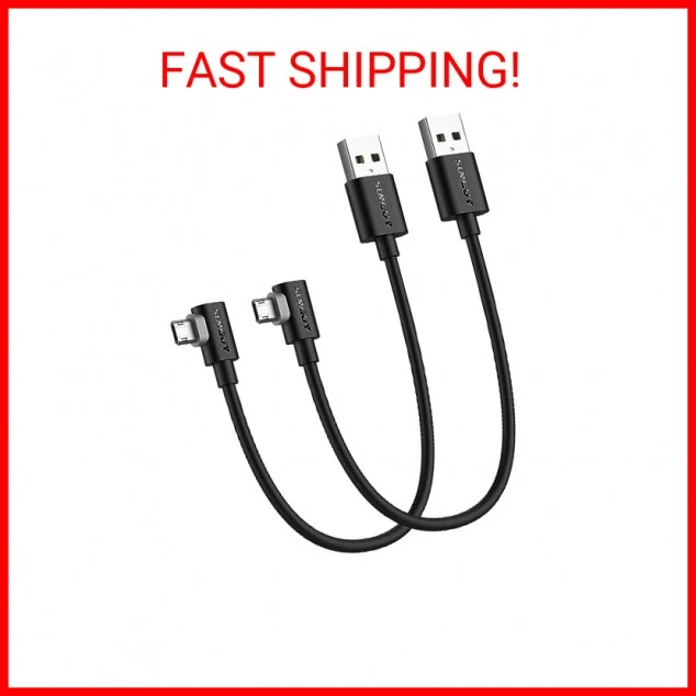 SUNGUY Micro USB Cable 1FT [2 Pack], Right Angle Micro USB Cable Fast Charging & - Image 2 of 2