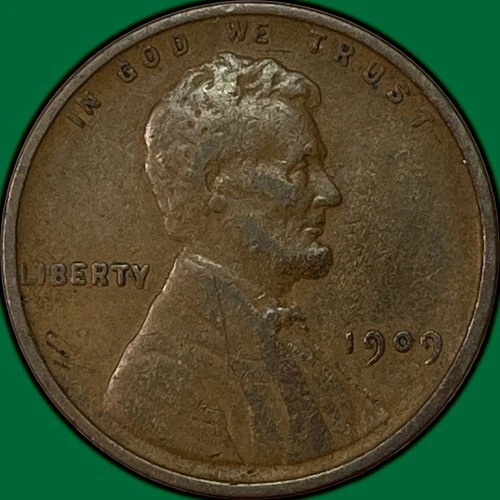 1909 Lincoln Wheat Cent Very Fine VF Coin #33713