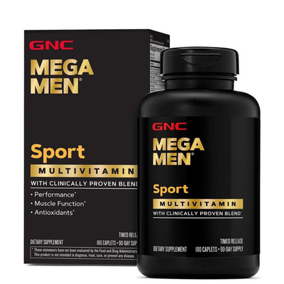 GNC Mega Men Sport Multivitamin Timed Release - 180 Caplets - NEW Exp. 10/26...