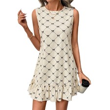 Summer Essential Sleeveless Gingham A Line Midi Dress Breathable with Flared Hem