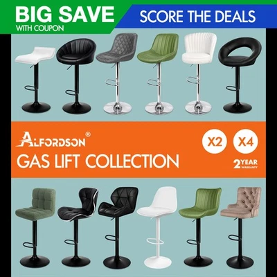ALFORDSON Bar Stools Kitchen Swivel Dining Chairs Gas Lift Leather/Fabric/Boucle - image 1 of 4