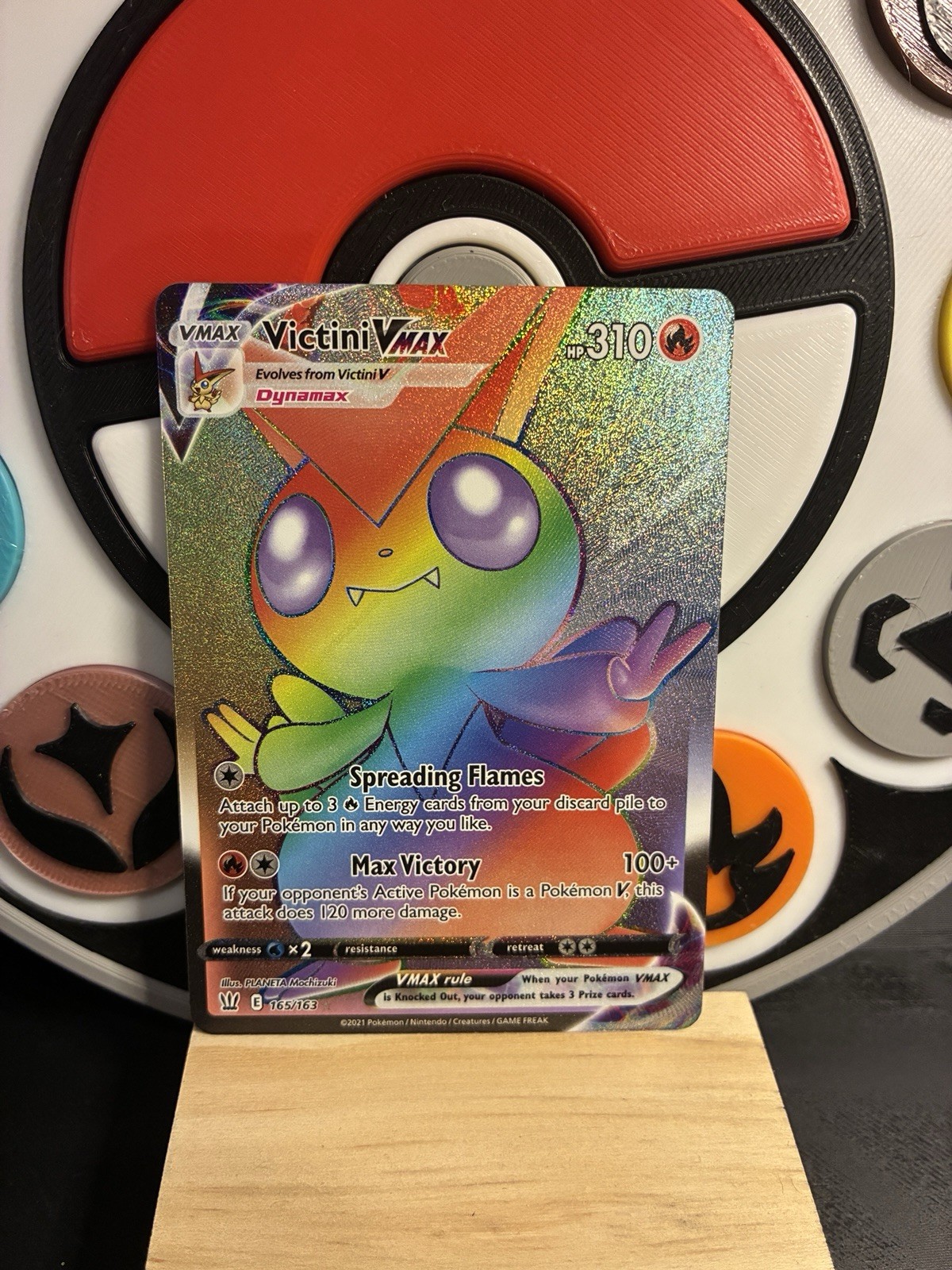 Pokemon TCG Victini VMAX Secret Rare Full Art Holo 165/163 Battle Styles NM