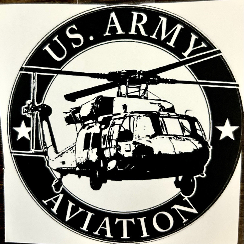 U.S. Army Aviation Helicopter Round 3 x 3 Decal 