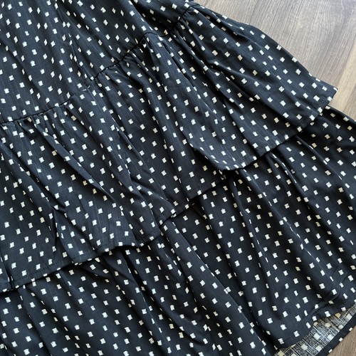 Knox Rose Tiered Wrap Dress Short Sleeve Midi 100% Rayon Pockets Black XL - Picture 4 of 20
