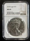 2018 Silver Eagle 1 Oz Silver NGC Ms 69