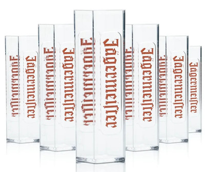 6 x Offizielle Jägermeister Polycarbonat - Wiederverwendbare Schnapsgläser Reagenzgläser - Neu