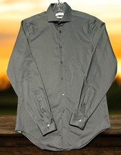 Calvin Klein Dress Shirt Men  s 15 34/35 Slim Fit Infinite Non-Iron Stretch Gray