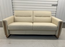 Ekornes Stressless Fiona Wood Cream Leather 2.5 Seater Sofa
