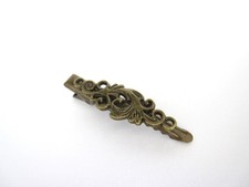 Small bronze metal filigree alligator hair clip barrette for fine thin hair