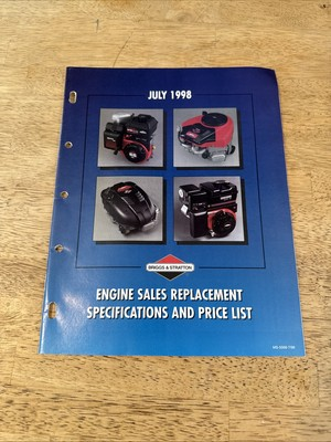 #ad Briggs amp; Stratton July 1998 Engine Sales Replacement Specifications amp; Price List $7.61