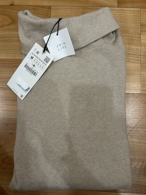ZARA Damen Beige Rollkragen Langarm Top Gr. M Neu mit Etikett