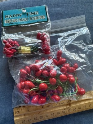 Vintage Japan Millinery Berries Christmas Picks Red Hat Making Craft Lot