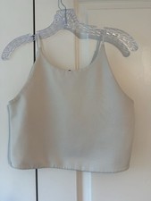 ZARA Satin Cami Tank Top Women Ivory Spaghetti Strap Minimalist