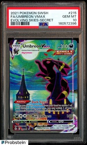 2021 Pokemon SWSH Evolving Skies Secret #215 FA Umbreon VMAX PSA 10 GEM MINT