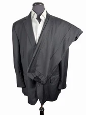 CURRENT CUSTOM POLO RALPH LAUREN BIG & TALL BLACK WOOL SUIT SZ 50 42X30