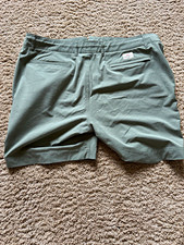 Faherty Men's Green Chino Shorts 7" Inseam Flat Front Logo Cotton Blend