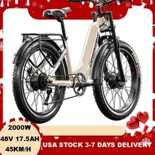 26" E-Bikes for Adults Electric Bike Dual Motor 2000W 48V 17.5Ah E-Mountain Bike