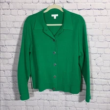 Charter Club Womens Button Down Sweater Green XL NWOT Old Money Preppy Academia