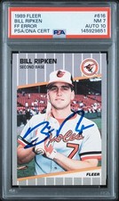 Billy Ripken Signed 1989 Fleer FF Error PSA NM 7 Auto 10 Autograph Authentic