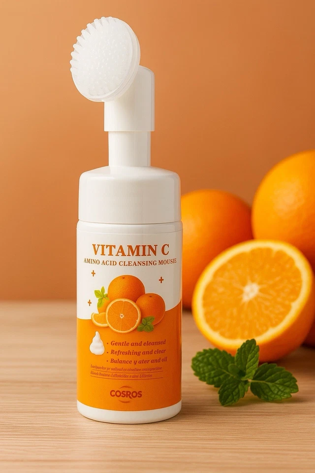 Jabón facial con vitamina C - Limpiador facial hidratante en espuma con cabezal de cepillo de silicona Foto 4 de 4