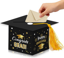 2026 Graduation Card Box with Tassel - Sturdy Cardboard Mortarboard Holder for G