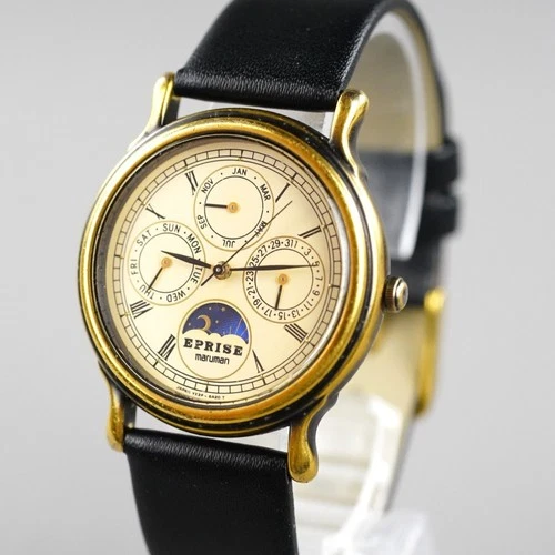 MARUMAN (SEIKO)Mov Vintage Watch Moon Phase MW507 Men's 34mm NewBattery