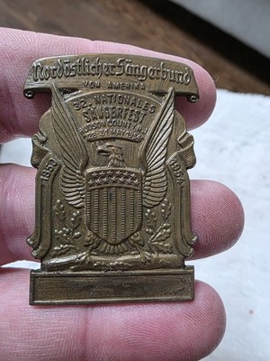 Vintage 1954 German-American Sängerfest Badge  Hudson County NJ  Made in Germany