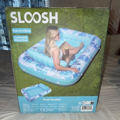 SLOOSH Pool Suntan Blue Tropical Inflatable Tanning Pool Float 70 x 46 MPN 40845