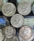 Kennedy Half Dollar, 40 % silver, lot of 5 coins, $2.50 face.