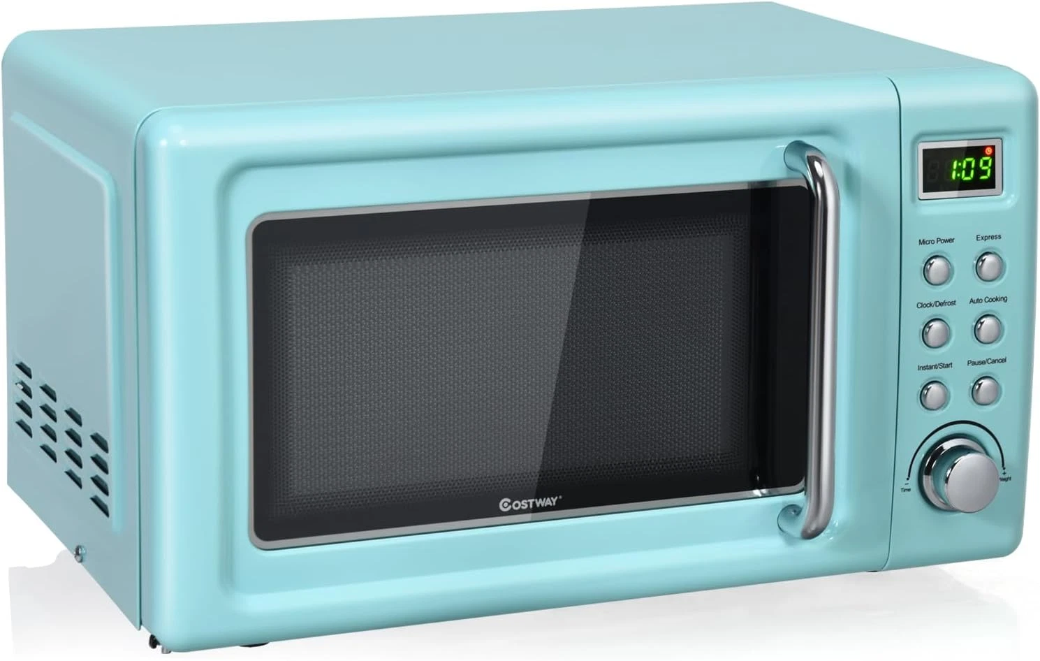Chic Green Retro Microwave Oven, 0.7 Cu.Ft, 700W, Child Lock & LED Display