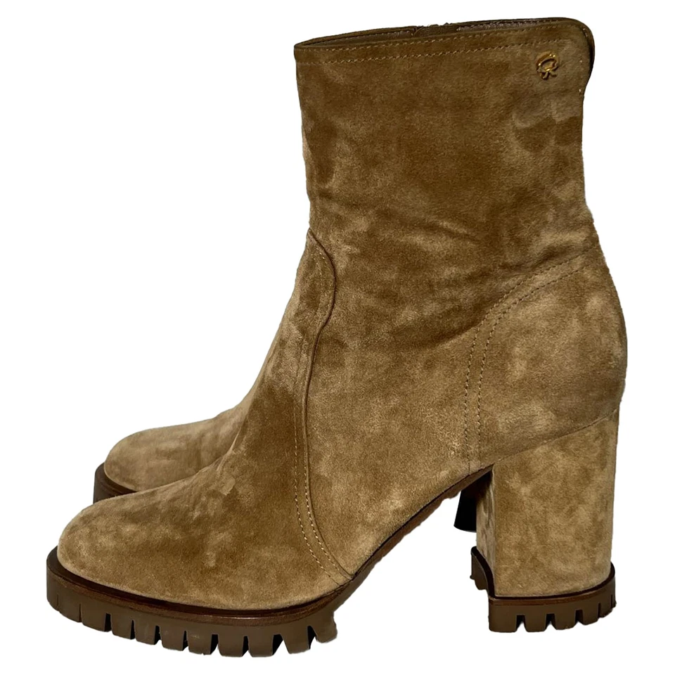 Gianvito Rossi Madera Cremallera Botines En Gamuza Marrón Mujer Ocre Talla 40.5 Foto 3 de 4