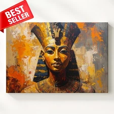 Canvas Gaze Egyptian Stylized Wall Art Portrait Ancient Painted Expressive Stro