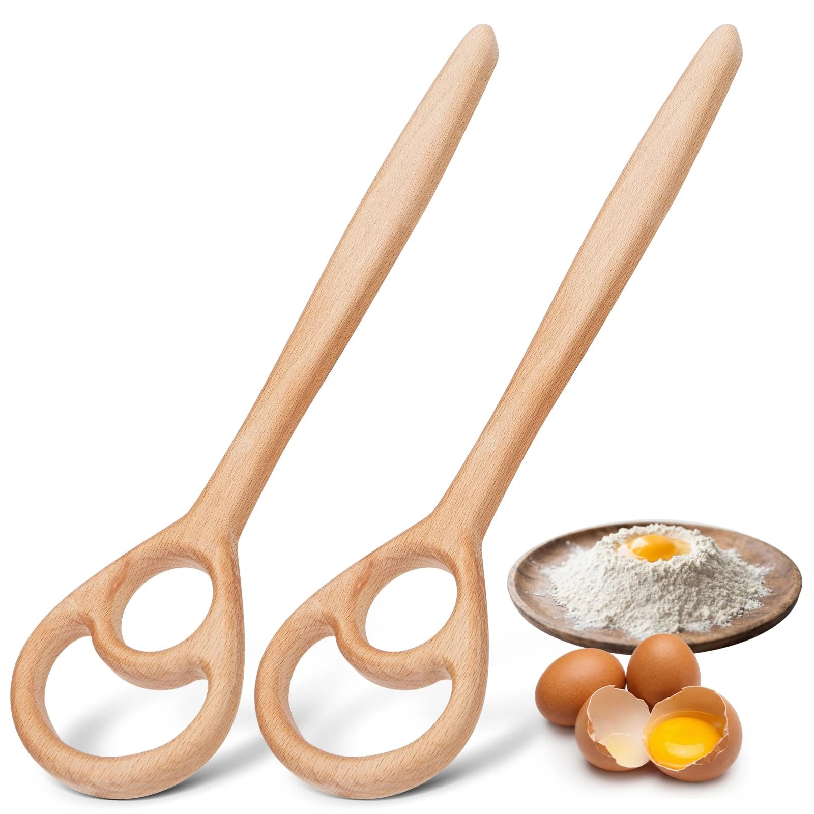 2 Pack Wooden Danish Dough Whisk, 12.6 Inch Seamless Sourdough Mixer Tool, Br...
Opens in a new wind