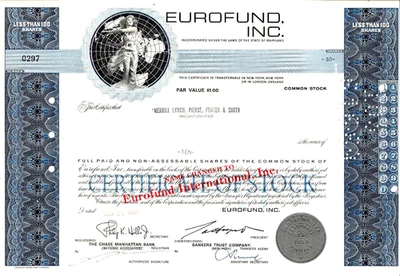 EUROFUND (International) Inc., Maryland, 1969 (10 Shares ) - Merrill Lynch - Bild 1 von 3