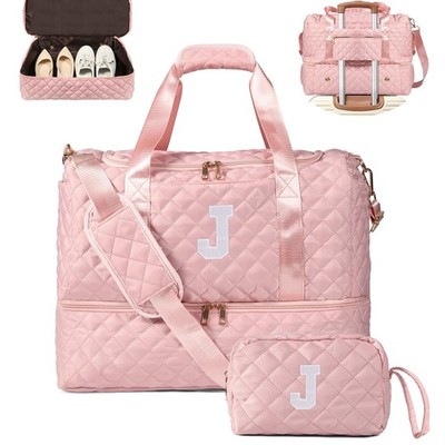 Personalized Initial Travel Bag, Quilted Duffle Bag, Weekender Bag for Women ...